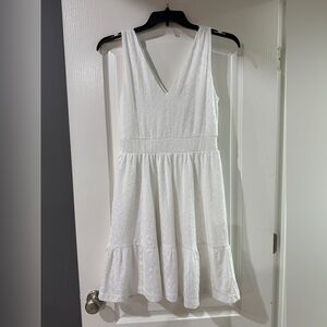 Loft- White Eyelet Dress-‎ Size Small- NWT